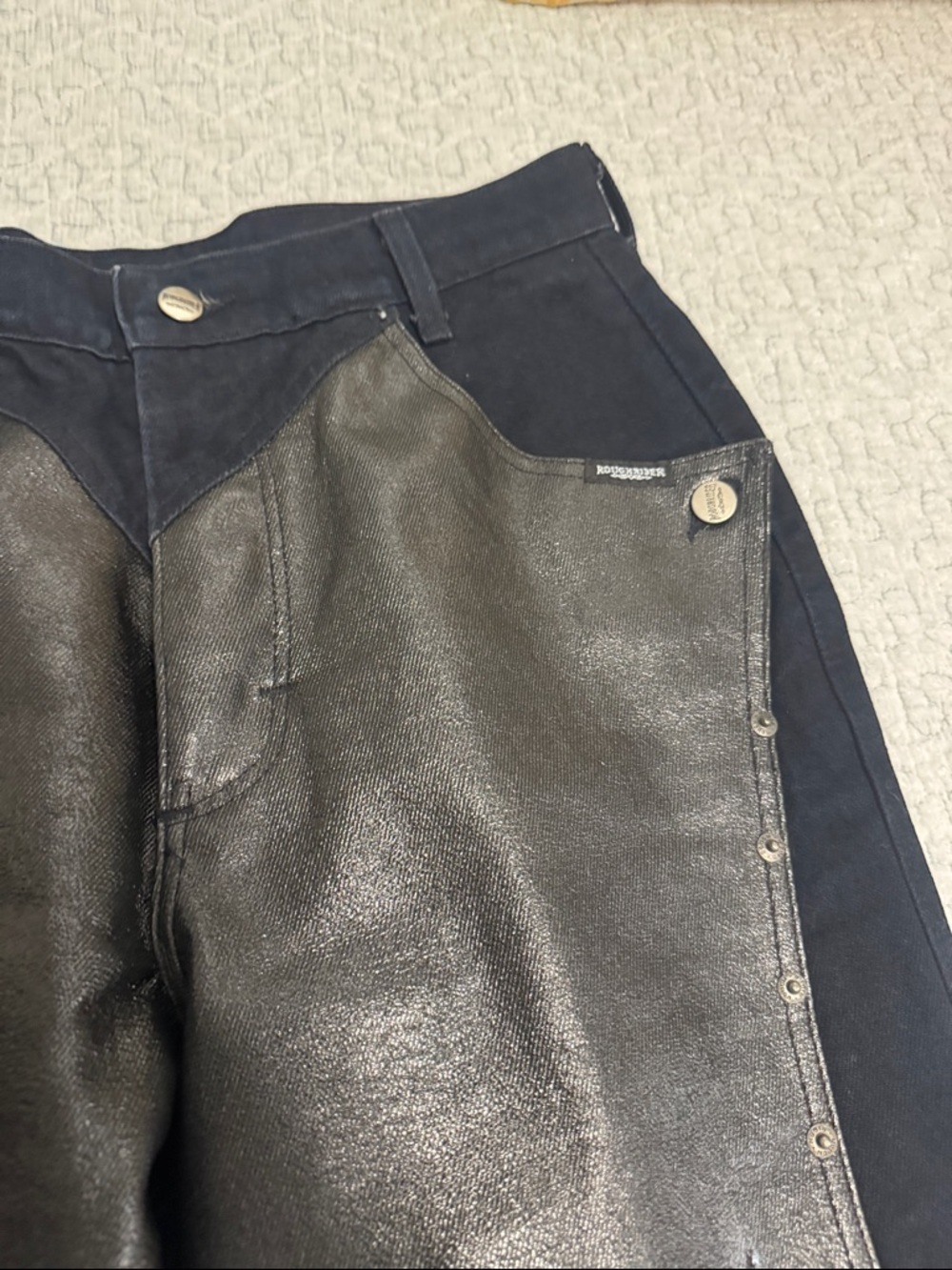 VINTAGE ROUGH RIDER Faux Leather Front Paneled Pants - Picture 3 of 10